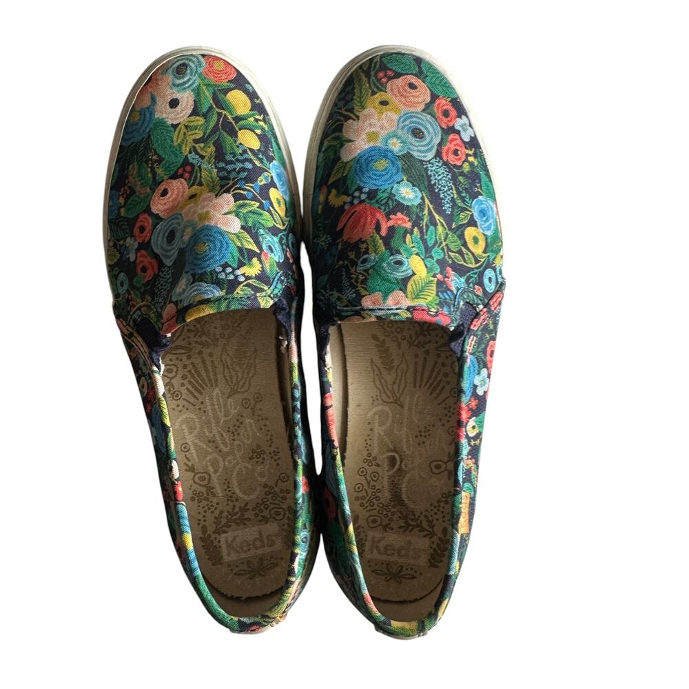 Keds x Rifle Paper Co Sneakers Womens Size 7 Wide Garden Party Slip-on Shoes 7W
